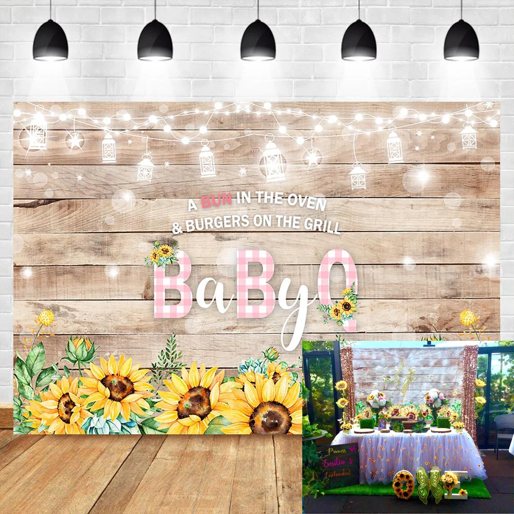 Фон для фотосъемки в деревенском стиле с изображением подсолнуха барбекю и
