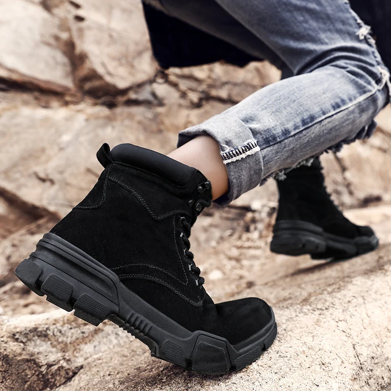 Ботинки мужские из натуральной кожи удобные мотоциклетные ботильоны оксфорды