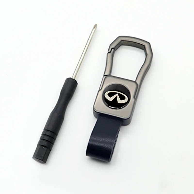 

Wear leather car keychain, fashionable new product keychain, zinc alloy metal keychain, suitable for Infiniti- cars