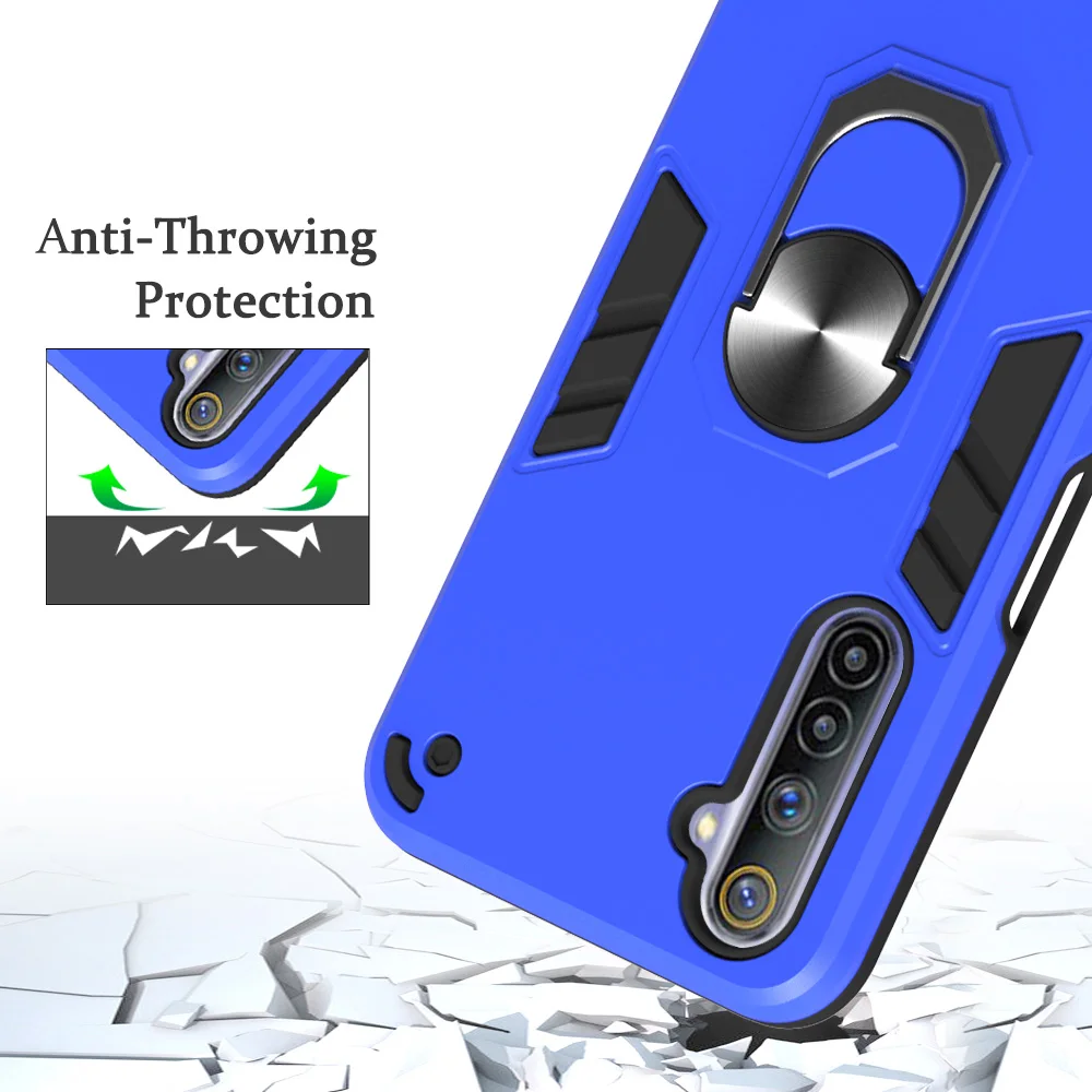 Чехол для Oppo Realme 6 чехол с кольцом Защитный металлический держатель вращающаяся