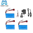 Аккумулятор lipo 7,4 В, 3000 мА  ч, 18650 для Q46 Wltoys 10428 1242812423, запасные части для радиоуправляемых автомобилей, Аккумулятор 7,4 в 2S с зарядным устройством, детали для игрушек