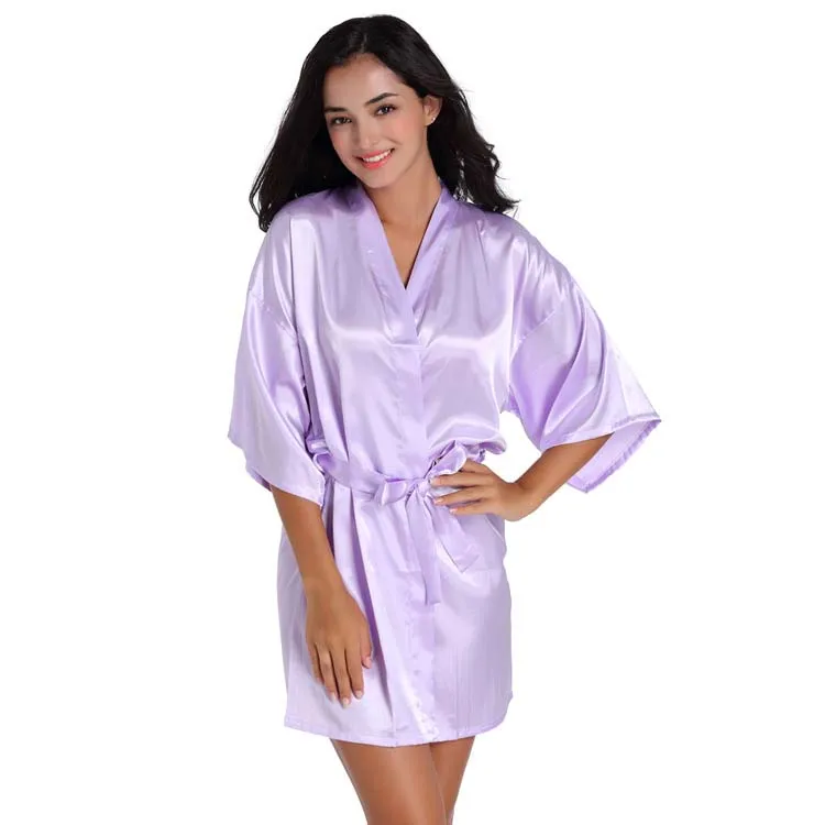 Plus Size 3XL Women's Home Wear Solid Sleepwear Cardigan Gown Loose Half Thin Sexy Short Twist Satin Bathrobe Fashion Robe