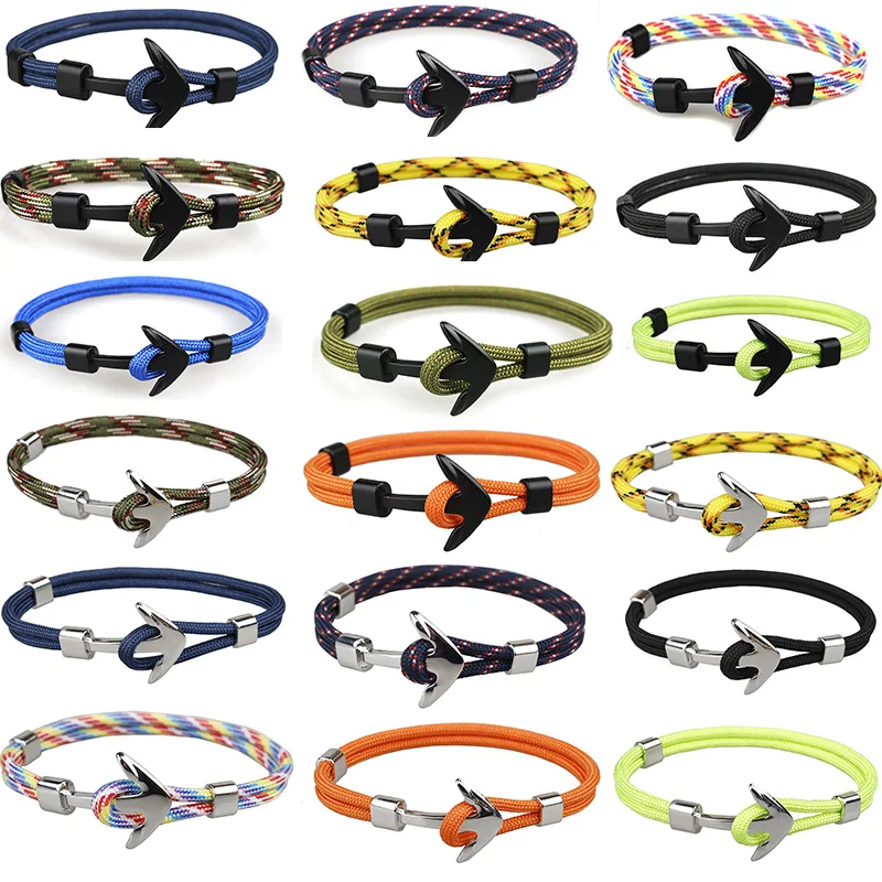 Мода Якорь цепочка-браслет в виде веревки браслет с плетением для женщин мужчин