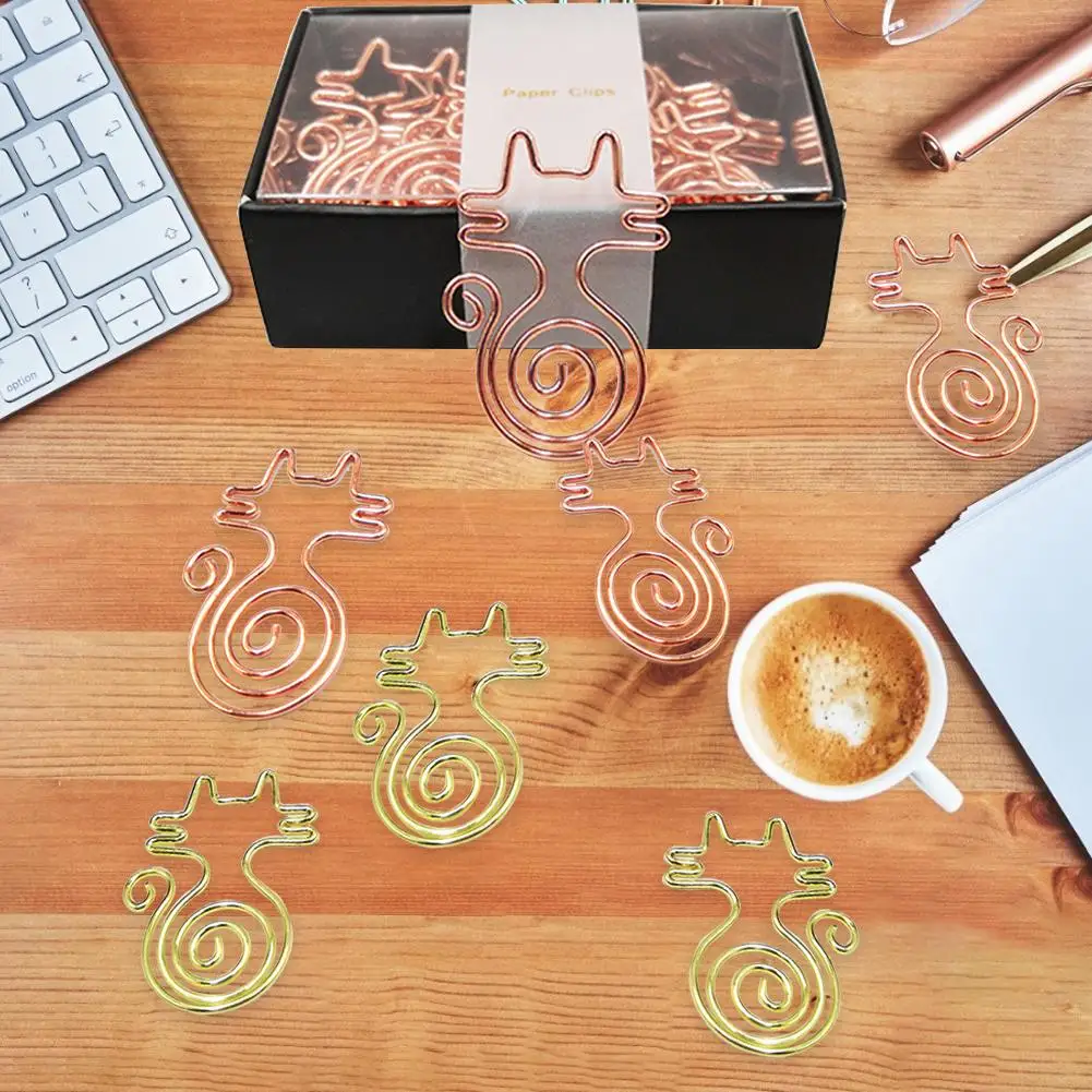 20 шт. Зажимы для бумаги в форме кошки Милые инновационные розовое золото офисный