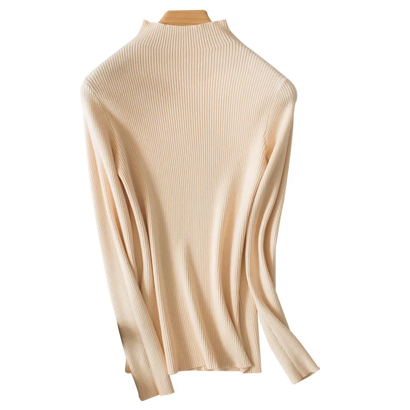 

Bazhenova Women Fall Solid Color Drawstring Sweaters Girls Long-sleeved Bottoming Top Women Skinny Knit Top Woman Sweater R1049