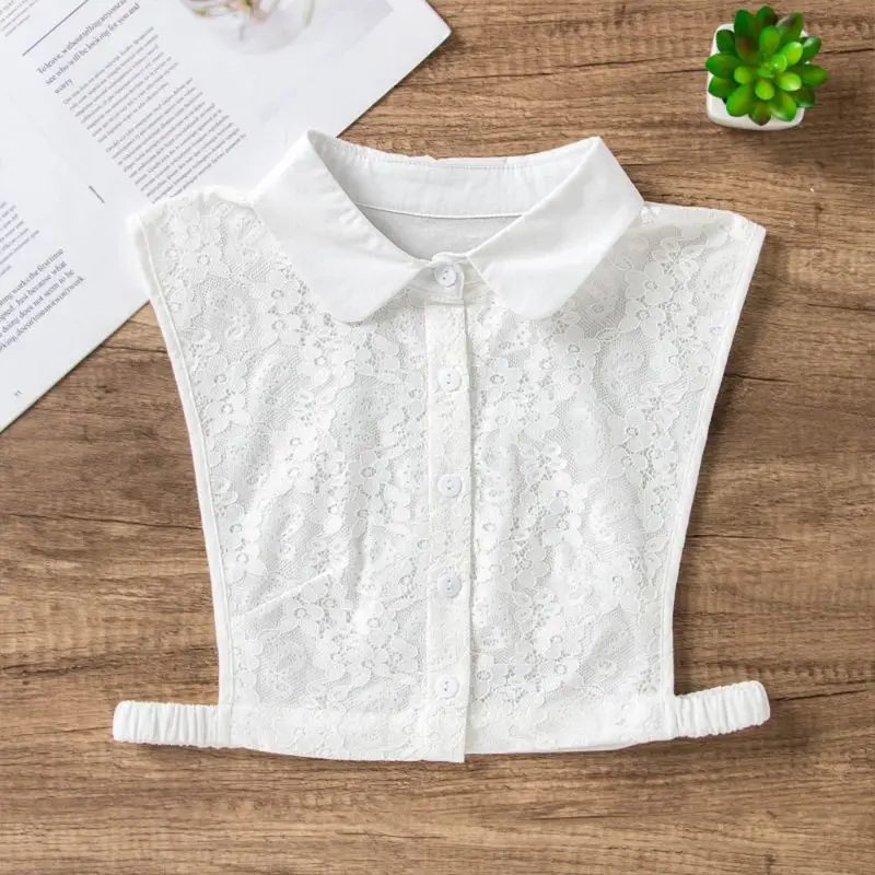 

Elegant Ladies Embroidery Floral Lace False Fake Collar Round Lapel Square Neck Vintage Detachable Half-Shirt Necklace