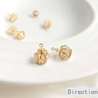 14k gold clad copper plated real gold crown zircon smart diy hand color retaining accessories ear jewelry bracelet pendant 2pcs
