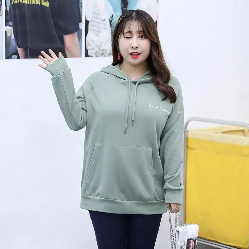 Женские толстовки с капюшоном хлопковые однотонные буквенным принтом большого