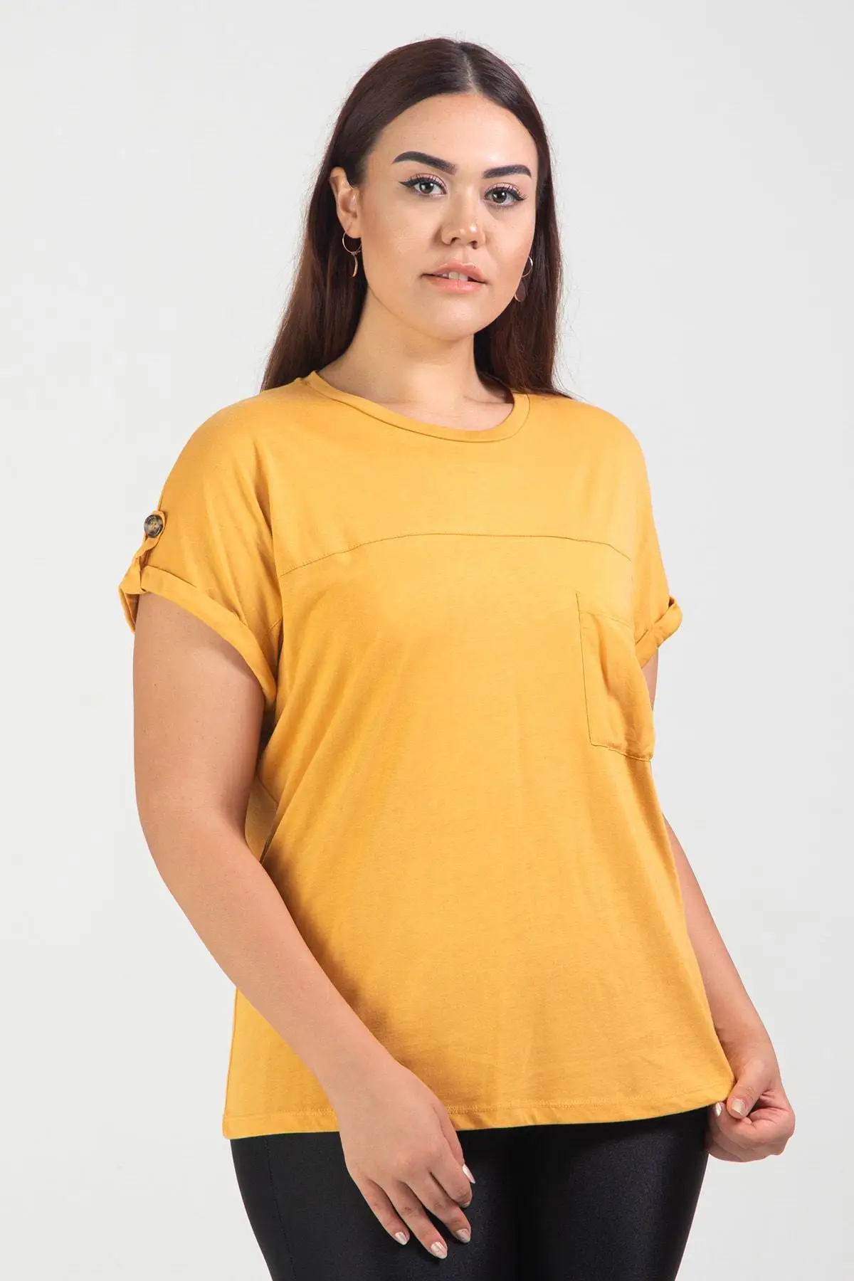 Sans Textile женский горчичный вискозная футболка с карманом 65N11830 |