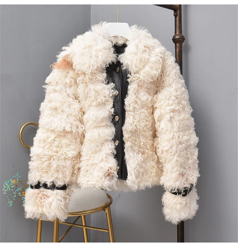 Pudi TX307701 женская зимняя куртка с натуральным овечьим мехом для отдыха многоцветное пальто Женская модная Натуральная меховая шуба верхняя одежда