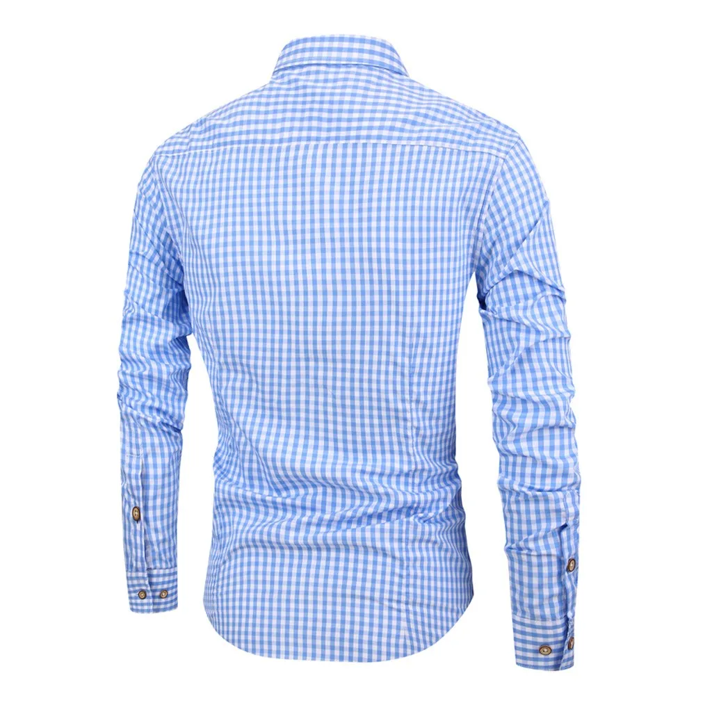 Camisa Masculina мужская рубашка с длинным рукавом и отложным воротником, Повседневная рубашка с рисунком в клетку, модная мужская Повседневная Базовая рубашка