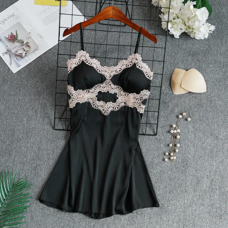 Атласное Ночное платье женская элегантная ночная рубашка сексуальная