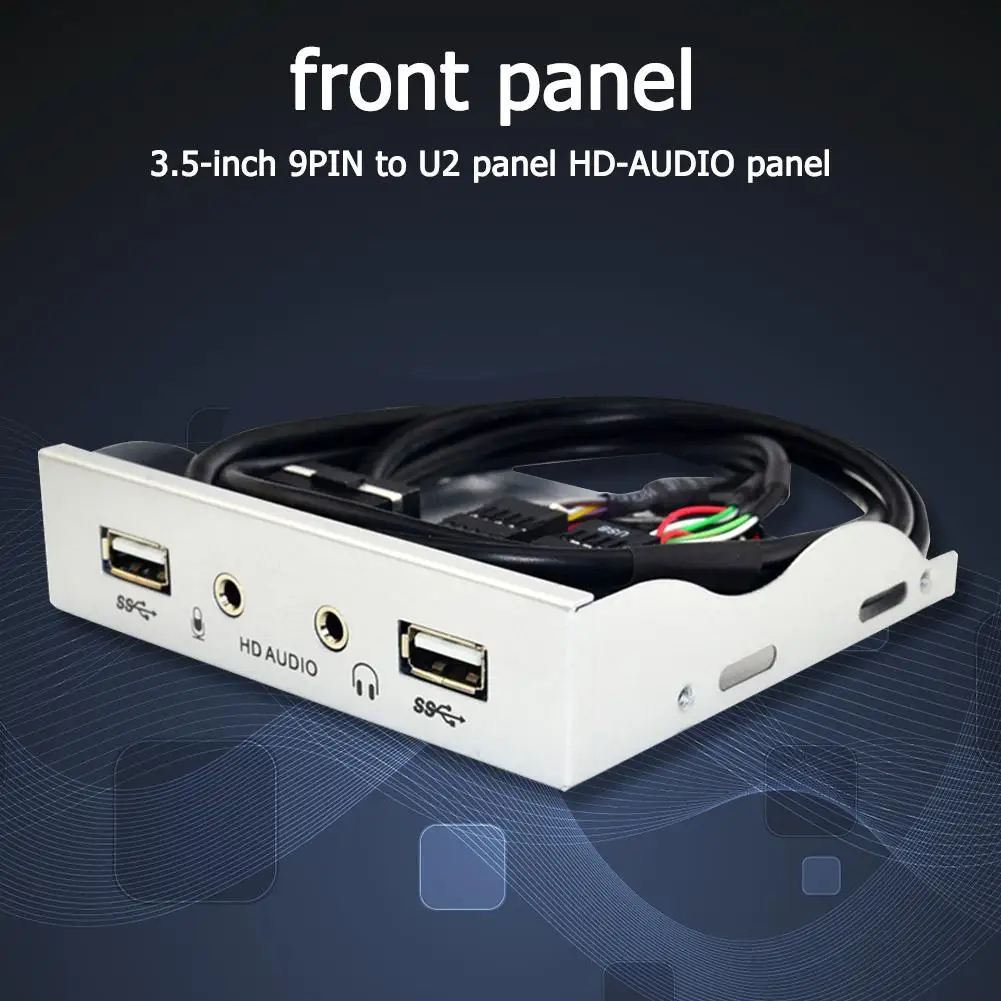 

Hot Sale Front Panel Solid Color 3.5 inch 9Pin to 4 Port HUB Floppy Bay 2 USB 2.0 HD Audio 3.5mm Front Panel Rack