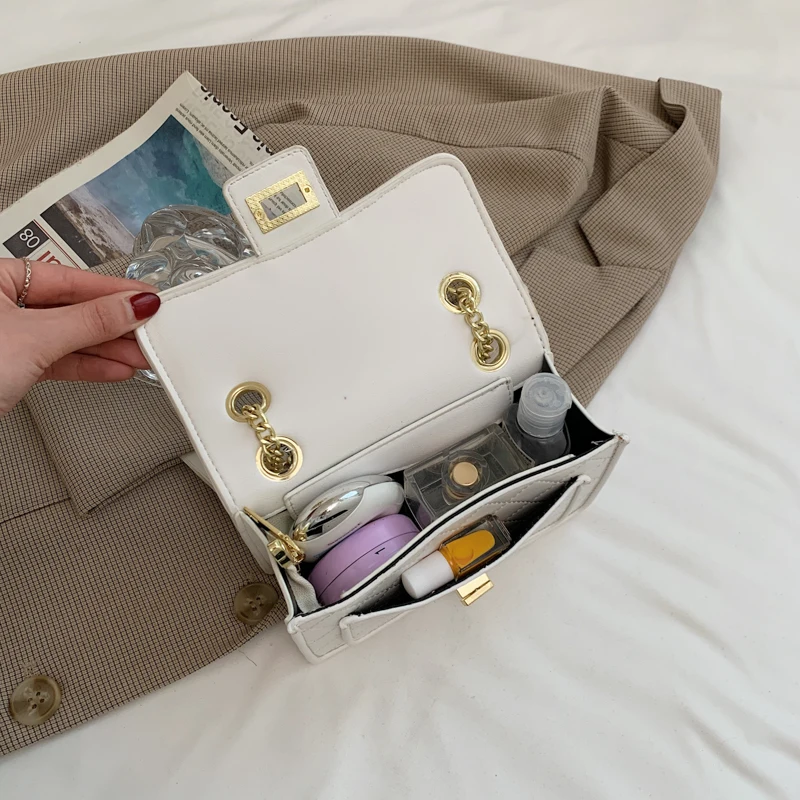 

Women Small Square Quilted Crossbody Bags Rhombus Plaid Shoulder Bags Female Chain White Messenger Bag Trending Lattice Handbags