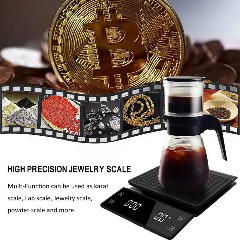 

Portable Electronic Digital Coffee Scale With Timer High Precision 3kg/0.1g Household Weight Balance Measuring Kitchen Tools