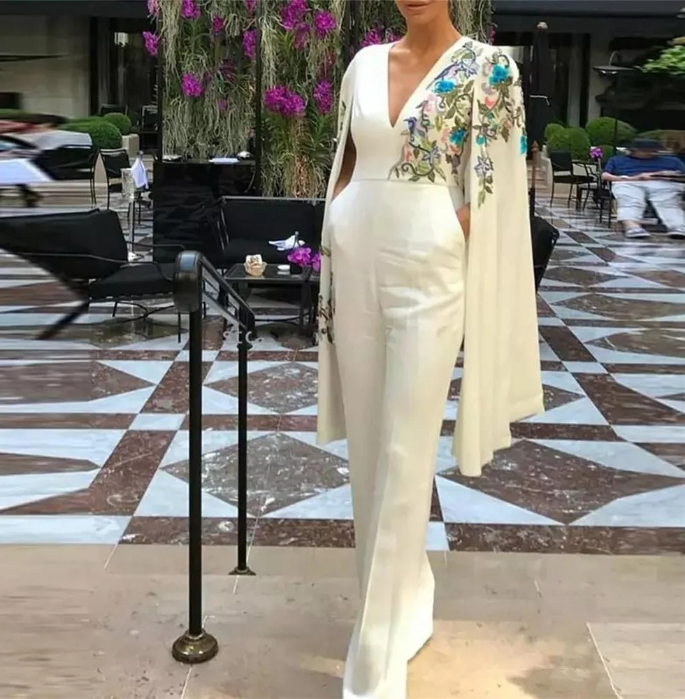 Вечерние платья длинный комбинезон с вышивкой длинным рукавом официальное