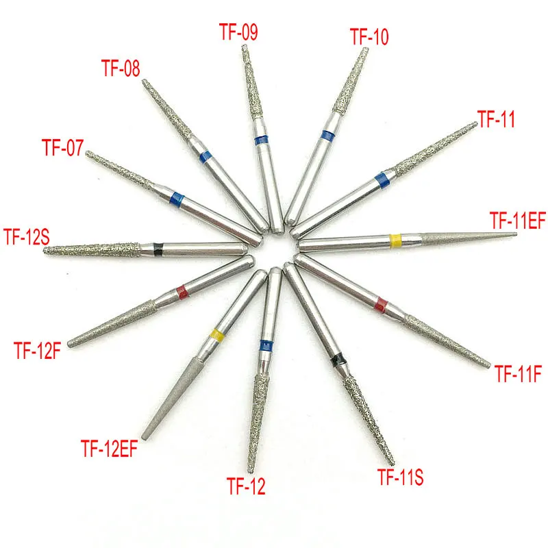 100 шт./10 коробок Стоматологические алмазные Буры сверла серии TF