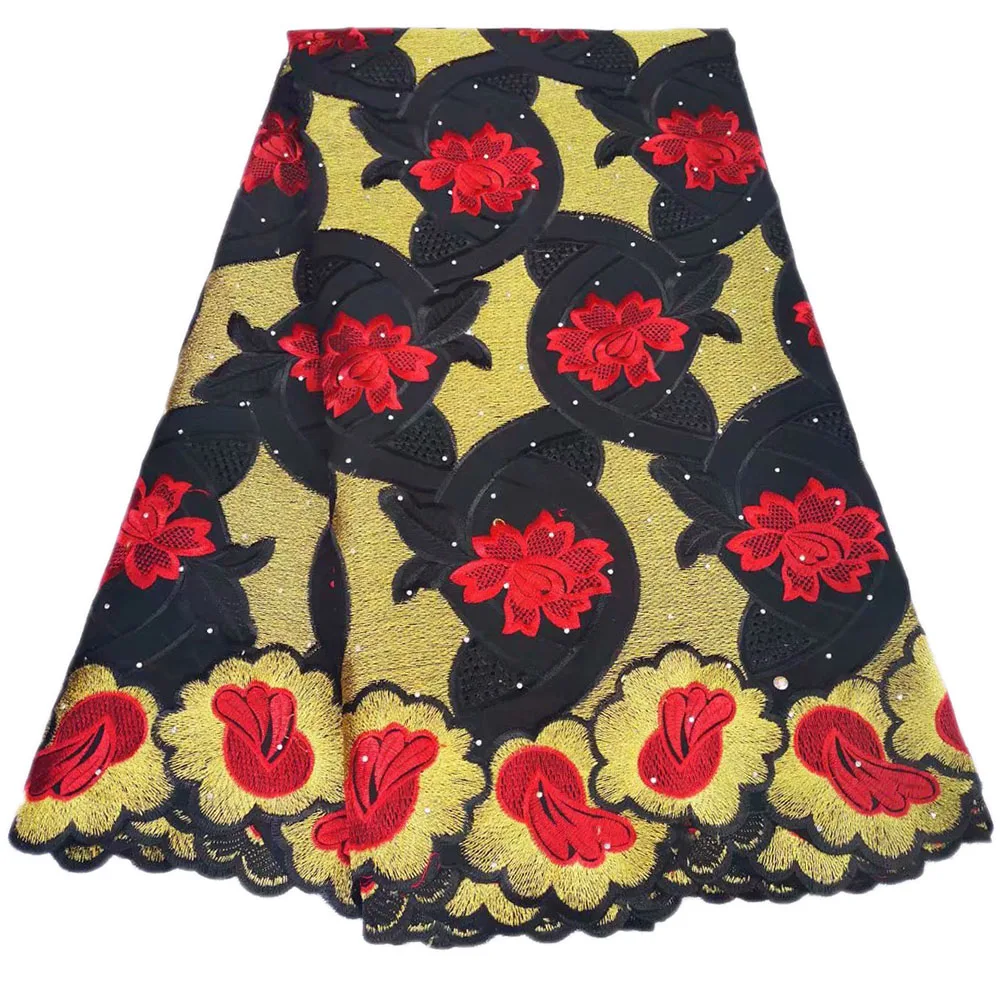 

Newest style cotton fabric african lace fabric high quality swiss voile lace in switzerland Navy blue+pink nigerian lace fabric