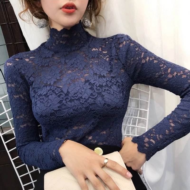 Женские весенне осенние стильные кружевные женские Блузки Рубашки повседневные