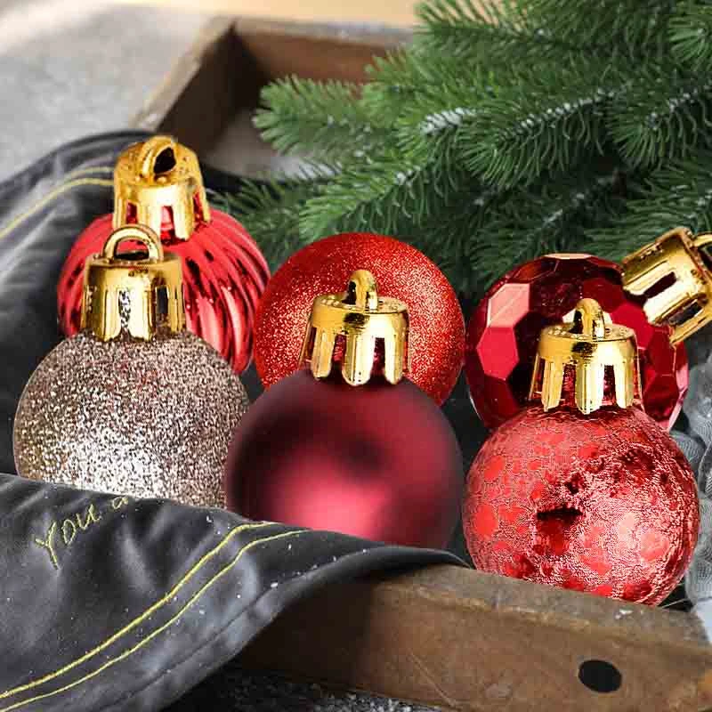 Bola de Navidad pintada de 3cm/99 piezas, decoraci&oacute;n de &aacute;rbol de Navidad, conjunto de caja de regalo colgante, decoraci&oacute;n de fiesta de cumplea&ntilde;os, boda, hogar y Navidad-2