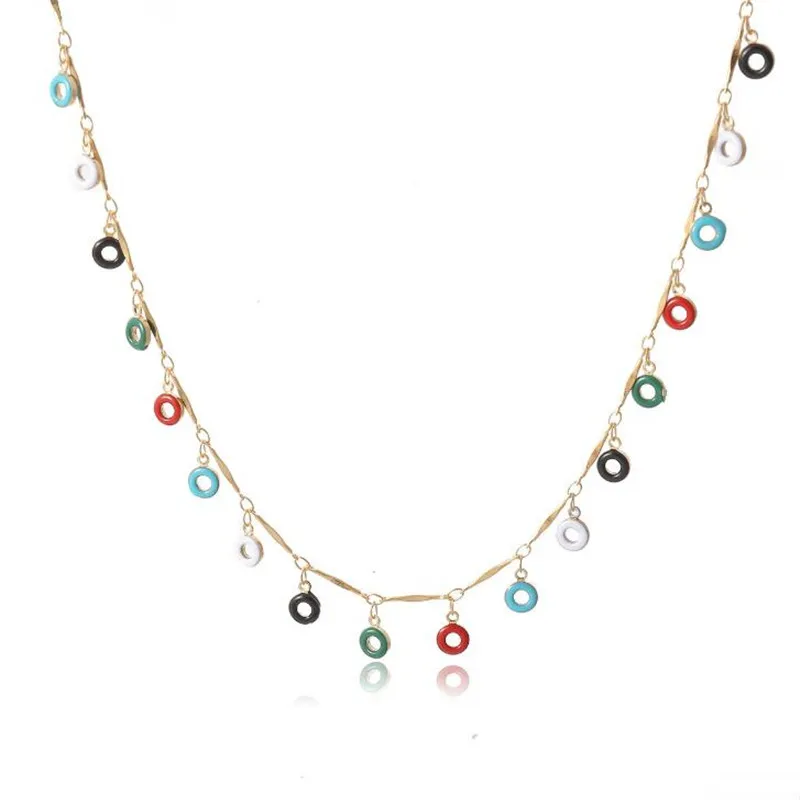 Женские многоцветные цепочки ручной работы Золотое колье с круглыми бусинами и