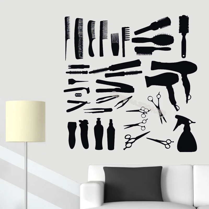Парикмахерская Настенная Наклейка для парикмахерской инструмент стрижки