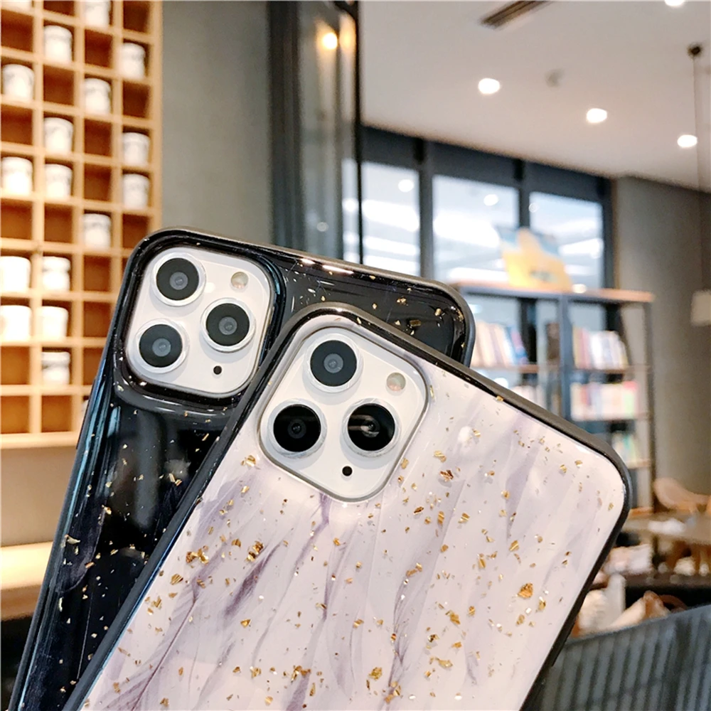 Черный золотой фольгированный чехол для телефона iphone 11 Pro Max 7 XR X 8 Plus блестящий 6s XS