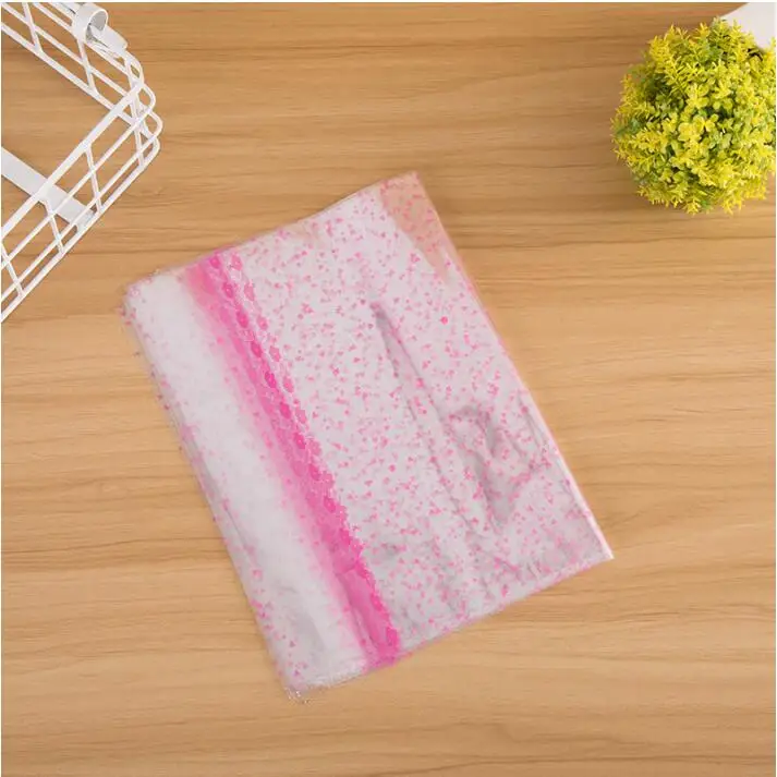 Pink 100 шт, 18x25 см/34x49 см, 4 размера, большой цветок, кружевной бант, подарочная упаковка, opp пакет, самоклеющиеся пакеты, мешок для конфет, мешок для печенья, печенья - Цвет: Pink