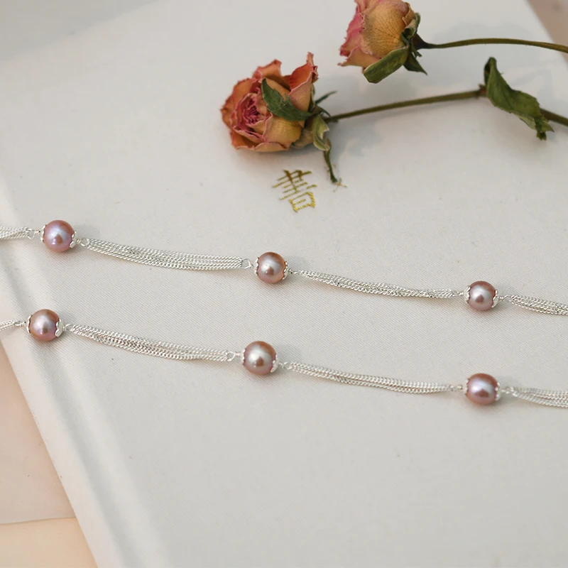Женское ожерелье из серебра 925 пробы с натуральным пресноводным жемчугом |