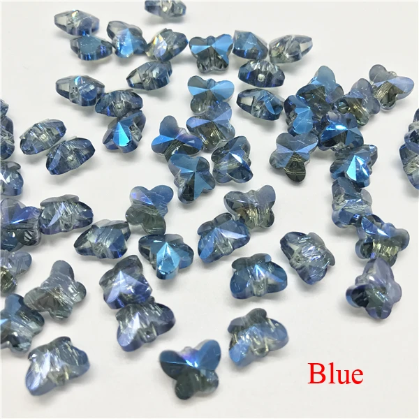 100 шт./лот, маленькие цветные хрустальные бусины в форме бабочек, стеклянные бусины для изготовления ювелирных изделий, бусины-бабочки для изготовления ювелирных изделий своими руками