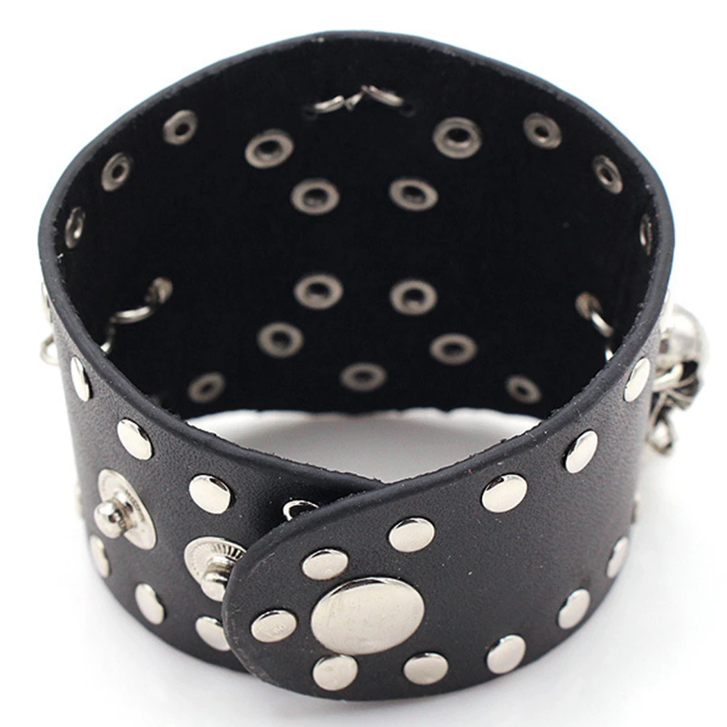 Браслет в стиле панк с широкой головой скелета готическом | Украшения и