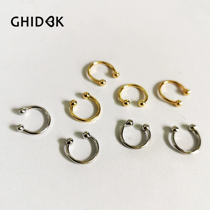 GHIDBK небольшие форменные C серьги с золотым шариком зажимы минималистский