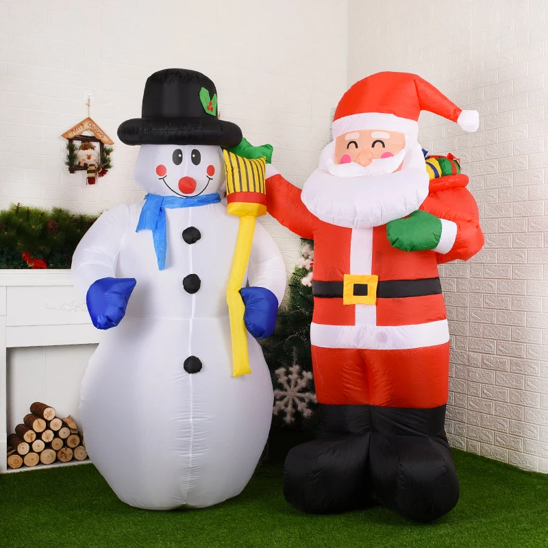 

Christmas Inflatables Decorations Upgrade Santa Claus Snowman Xmas Inflatable with Rotating LED Lights for Outdoor Yard Garden