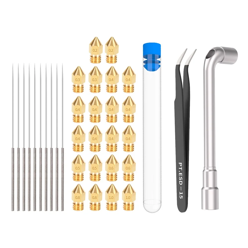 

MEGA 3D Printer MK8 Nozzles Cleaning Kit DIY Esd-15/12 Tweezer 3D Printer Part Stainless Steel Cleaning Needle 0.35/0.4mm 1.75mm