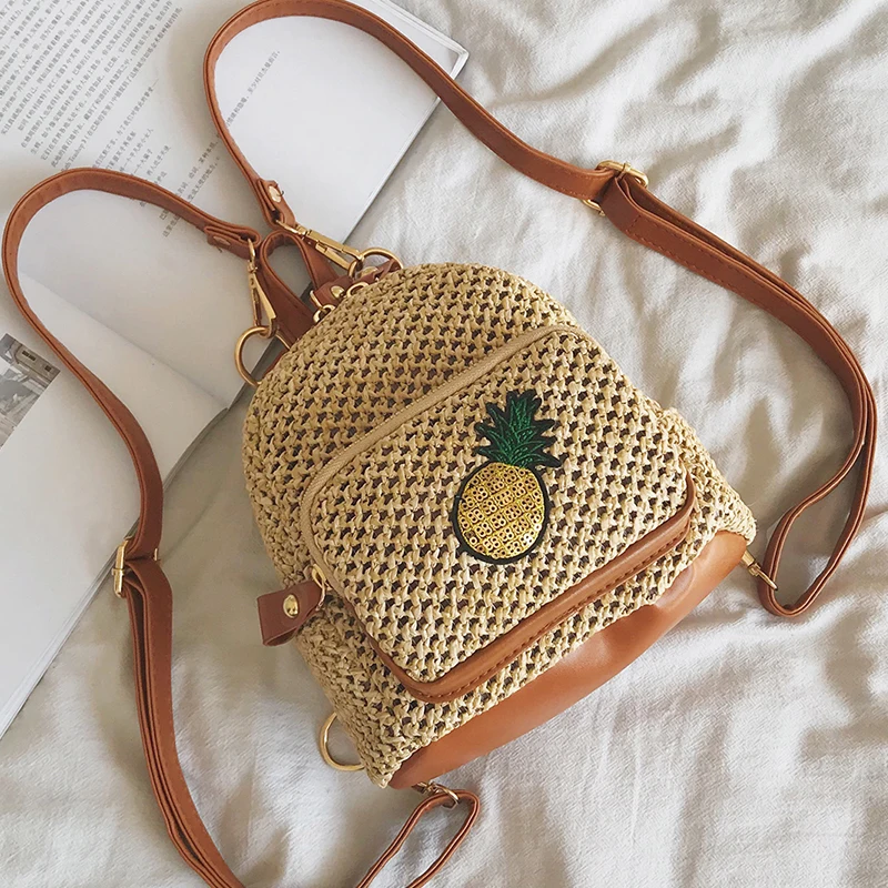 

Mini Fashion Feminina Backpacks for Women 2020 New Straw Woven Bag Casual Daily Bags Female Small Travel Backpack Mochila mujer