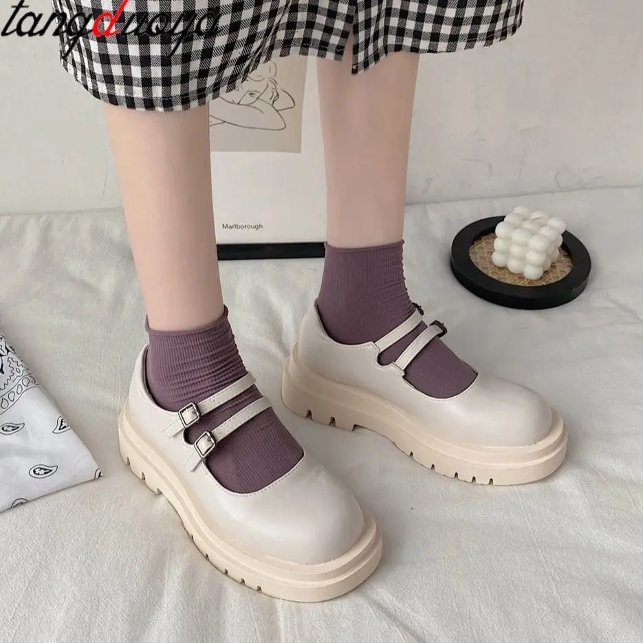 

Lolita Shoes beige Black Japanese Style Mary Jane Shoes Vintage Soft Girls High Heels Waterproof Platform Women's shoes