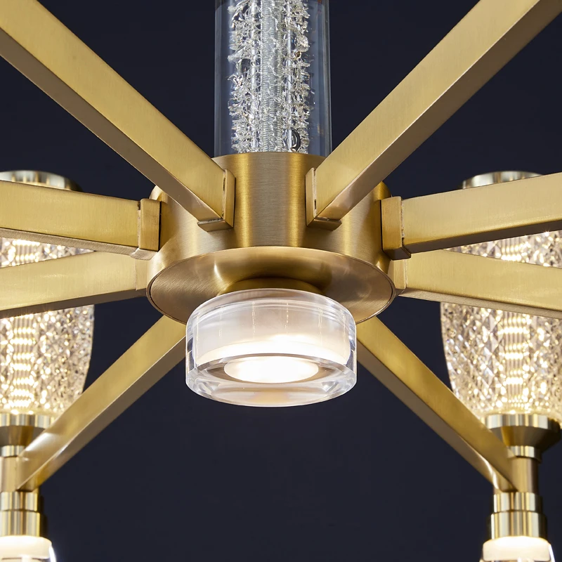 

FKL Modern Copper Chandelier Creative Retro Lampshade Atmosphere Art Restaurant Bedroom Light Luxury Lamps
