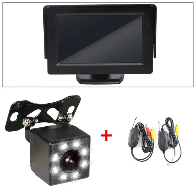 Gspscn 2 in1 TFT 4.3 дюймов TFT авто ЖК-дисплей заднего парковка Мониторы+ LED Ночное ВИДЕНИЕ CCD заднего вида Камера С Автомобильные мониторы - Цвет: Monitor 8 LED