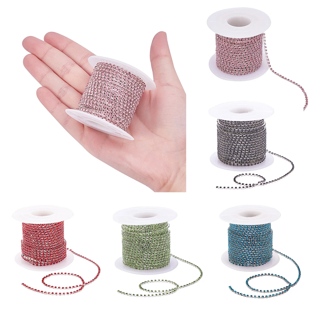 10 ярдов цветная цепочка Стразы с кристаллами 2 мм|Кружево| |
