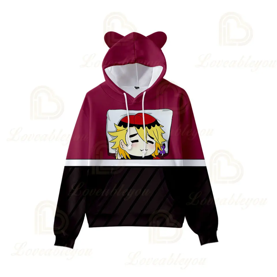 

Demon Slayer Kamado Tanjirou Kamado Kimetsu No Yaiba Cosplay Cat Ears Hoody Children's Pullover Hooded Kids Hoodies