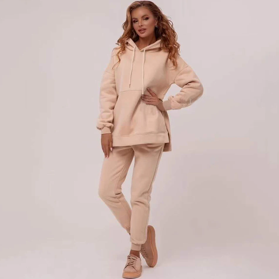 Осень-зима 2020 новый женский свитер с капюшоном + штаны повседневный спортивный