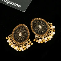 water drop indian luxurious zircon wedding earrings for women ethnic gypsy tassel water drop jhumka earring fashion jewelry