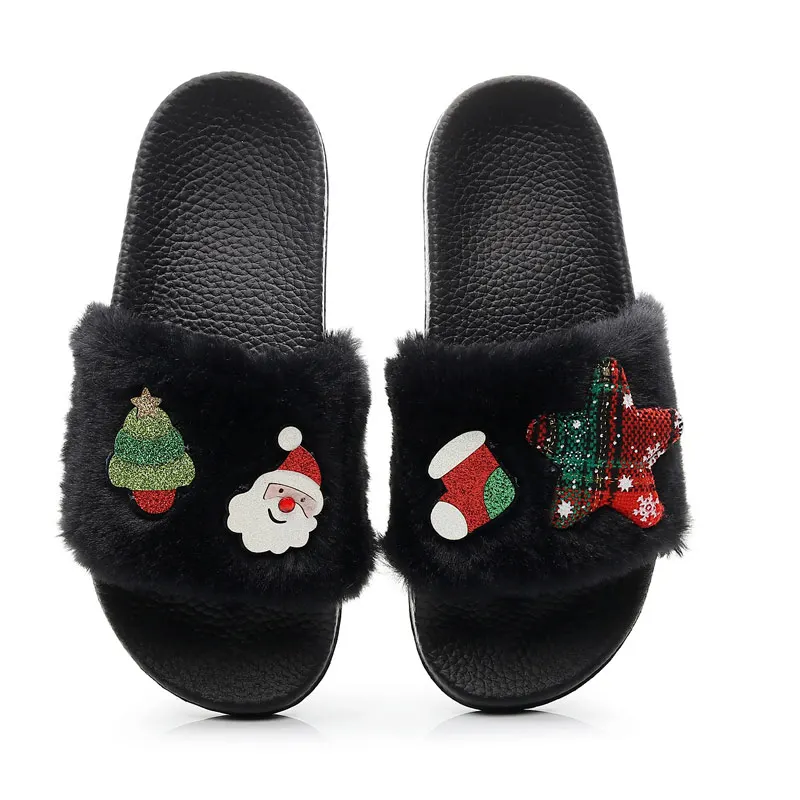 Рождественский подарок женские домашние тапочки обувь с искусственным мехом