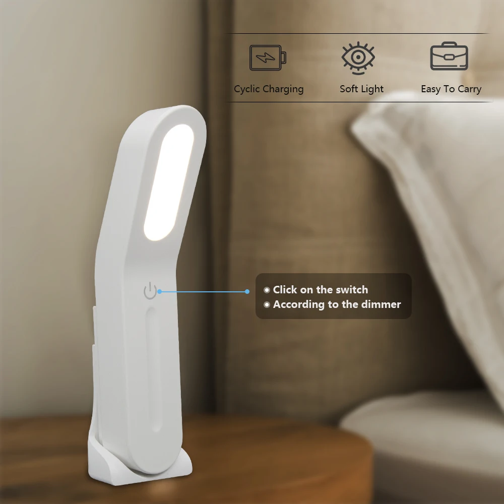 

LED Minimalistic Desk Lamp Bedroom Study Room USB Rechargeable Adjustable Brightness Portable Light Mini Table Light 5W