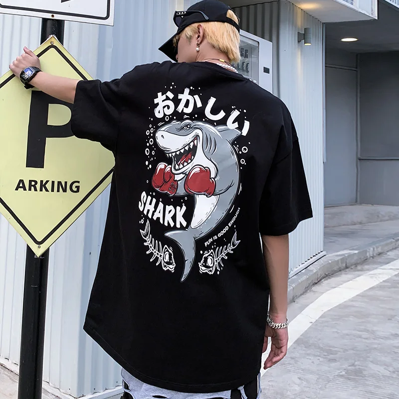 

Новинка лета 2021, молодежная мультяшная футболка с коротким рукавом, модная трендовая Свободная Повседневная футболка в стиле хип-хоп и Хай-...