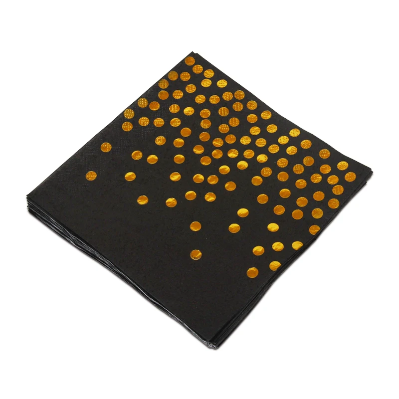 Black Dot 10 шт./компл. золото Фольга розовый одноразовая посуда Рождественский Год Вечерние бумажные тарелки и стаканы День рождения поставки Пластик соломинки - Цвет: Black Dot