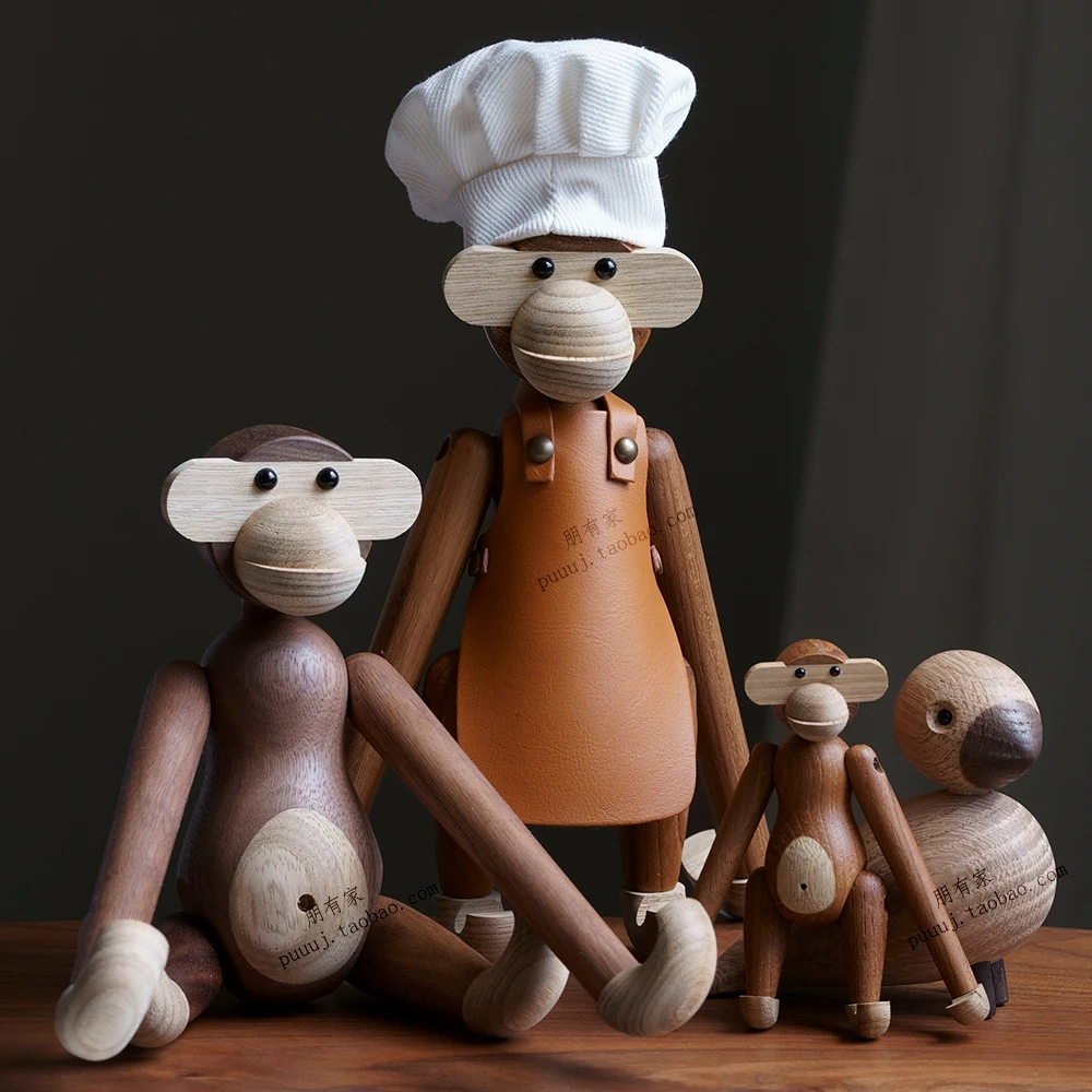 

Подвесная деревянная обезьяна в скандинавском стиле, искусственные фигурки, подарок для украшения дома, аксессуары для декора гостиной