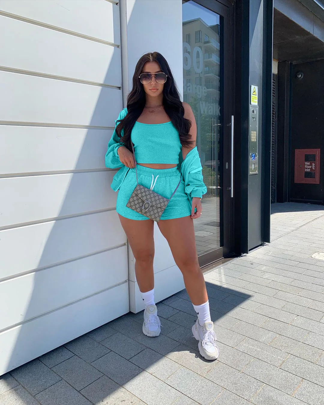 Комплект Спортивный женский из трех предметов повседневный свитшот с длинным