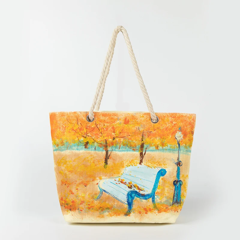 100% искусственная ручная Раскрашенная модная пляжная сумка зеленая Удобная