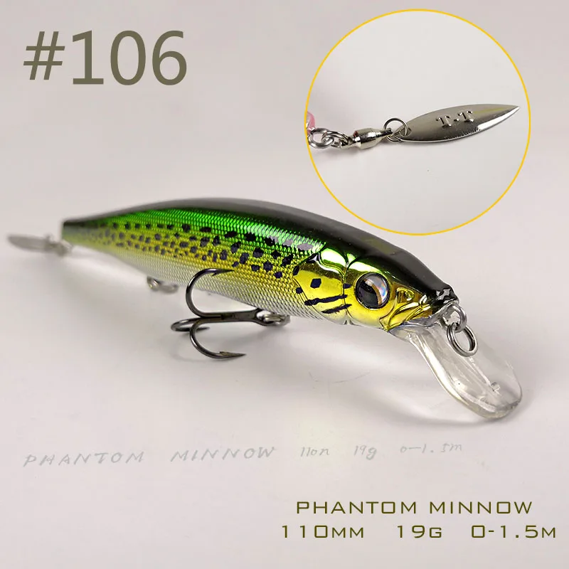 Новая приманка TH110 suspension Minnow 110 мм 19 г Джеркбейт качающийся, искусственный рыболовный Приманка для морской окуня форели окуня Щука приманка для рыбы суспендер воблер - Цвет: Color 106